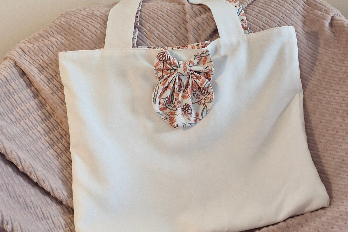 sac cabas noeud réversible orange