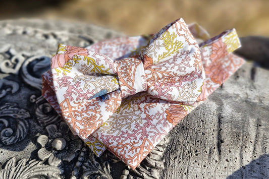 noeud papillon et sa pochette liberty en liberty carpe koi