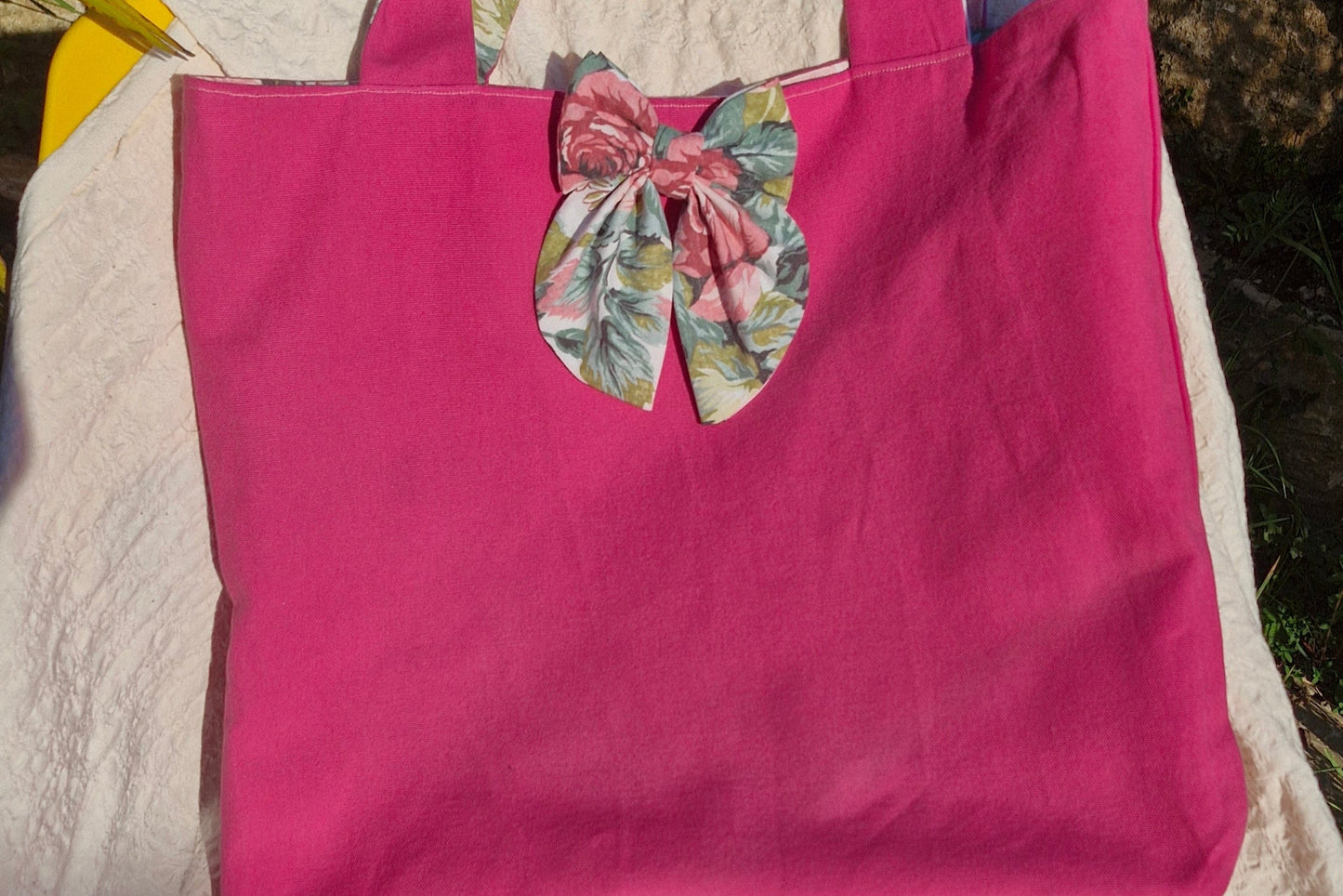 sac cabas réversible rose fleuri