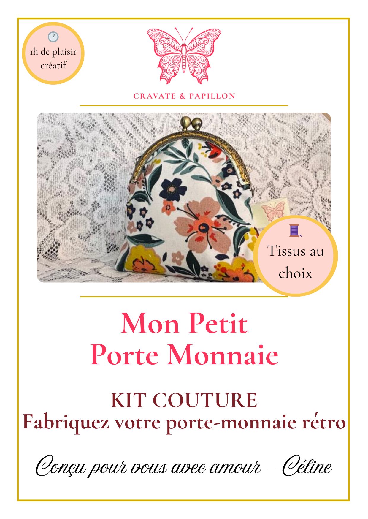 kit couture porte monnaie retro