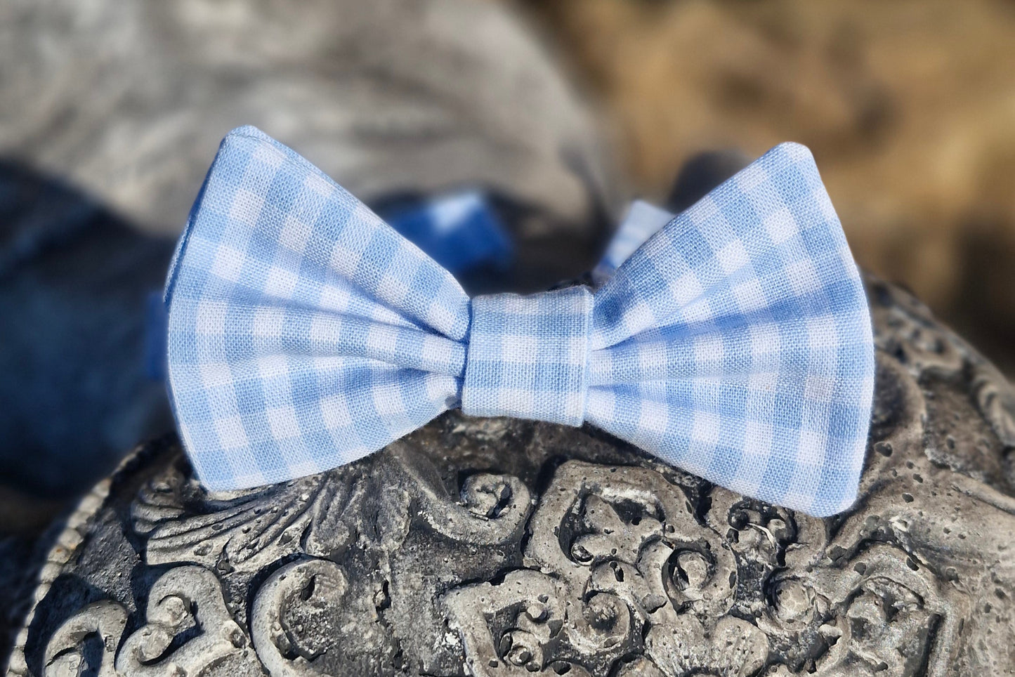 nœud papillon de couleur vichy bleu ciel