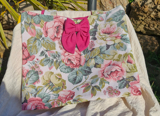 sac cabas réversible rose et fleuri